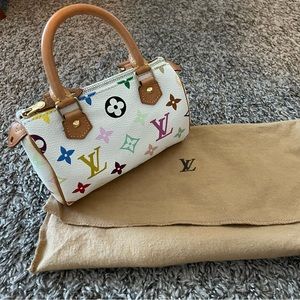 Super rare Louis Vuitton nano speedy murakami multicolor in white